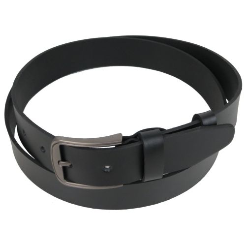 Мужской длинный кожаный ремень, батал под джинсы Skipper черный 3,8 см