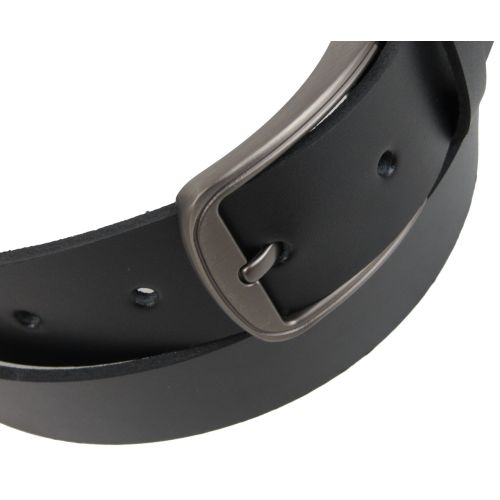 Мужской длинный кожаный ремень, батал под джинсы Skipper черный 3,8 см