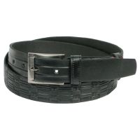 Мужской кожаный ремень под брюки Skipper 11128 черный 3.5 см