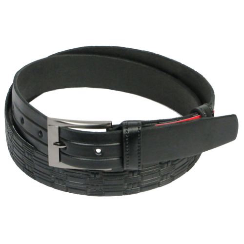 Мужской кожаный ремень под брюки Skipper 11128 черный 3.5 см