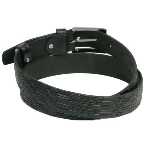 Мужской кожаный ремень под брюки Skipper 11128 черный 3.5 см