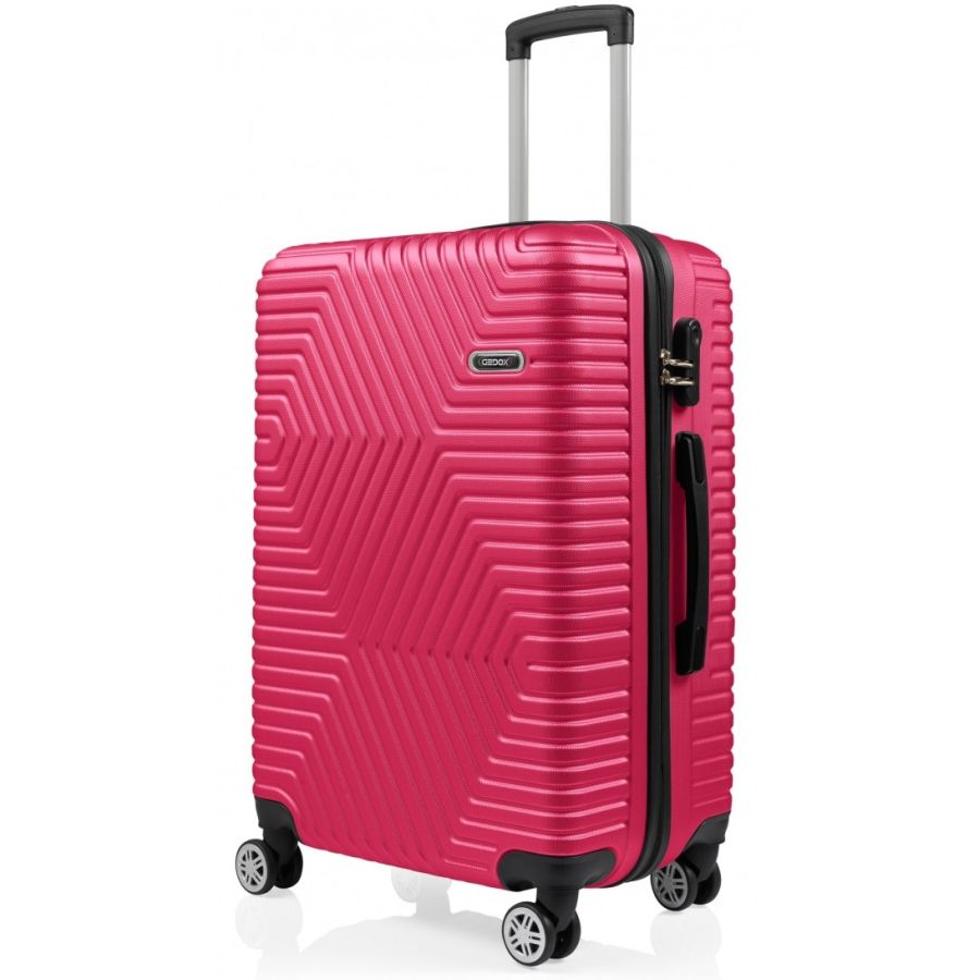 Большой пластиковый чемодан на колесах 115L GD Polo розовый