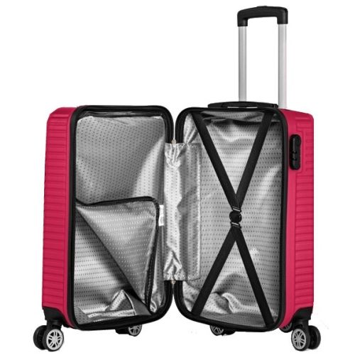 Большой пластиковый чемодан на колесах 115L GD Polo розовый