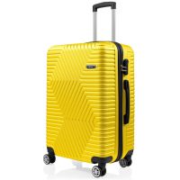 Большой пластиковый чемодан на колесах 115L GD Polo желтый