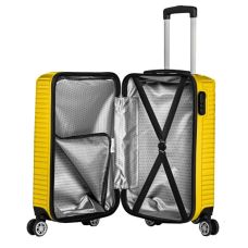 Большой пластиковый чемодан на колесах 115L GD Polo желтый