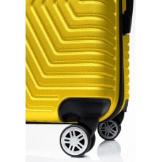 Большой пластиковый чемодан на колесах 115L GD Polo желтый