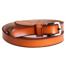 Женский узкий кожаный ремень Dovhani kt6631 Оранжевый