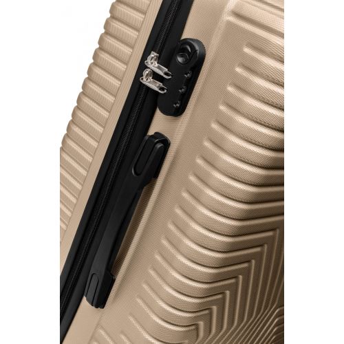 Пластиковый чемодан на колесах среднего размера 70L GD Polo бежевый