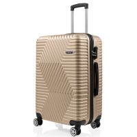 Большой пластиковый чемодан на колесах 115L GD Polo бежевый
