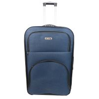 Тканевый средний чемодан на колесах 67L Gedoх темно-синий в клетку