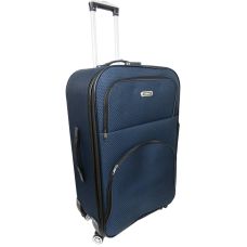 Тканевый средний чемодан на колесах 67L Gedoх темно-синий в клетку