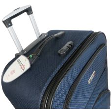 Тканевый средний чемодан на колесах 67L Gedoх темно-синий в клетку