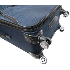 Тканевый средний чемодан на колесах 67L Gedoх темно-синий в клетку