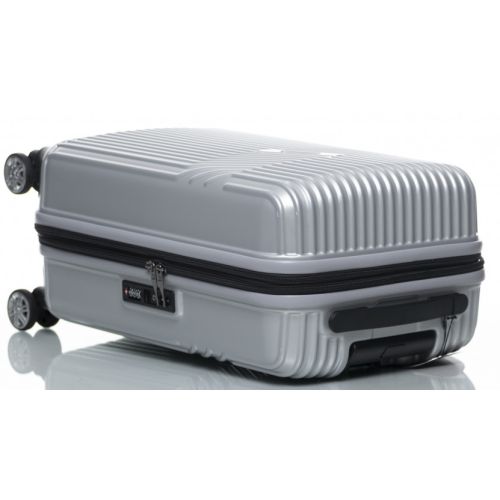 Маленький чемодан на колесах их поликарбоната 42L Sumdex серебристый