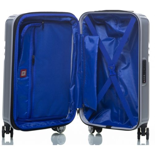 Маленький чемодан на колесах их поликарбоната 42L Sumdex серебристый