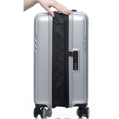 Маленький чемодан на колесах их поликарбоната 42L Sumdex серебристый