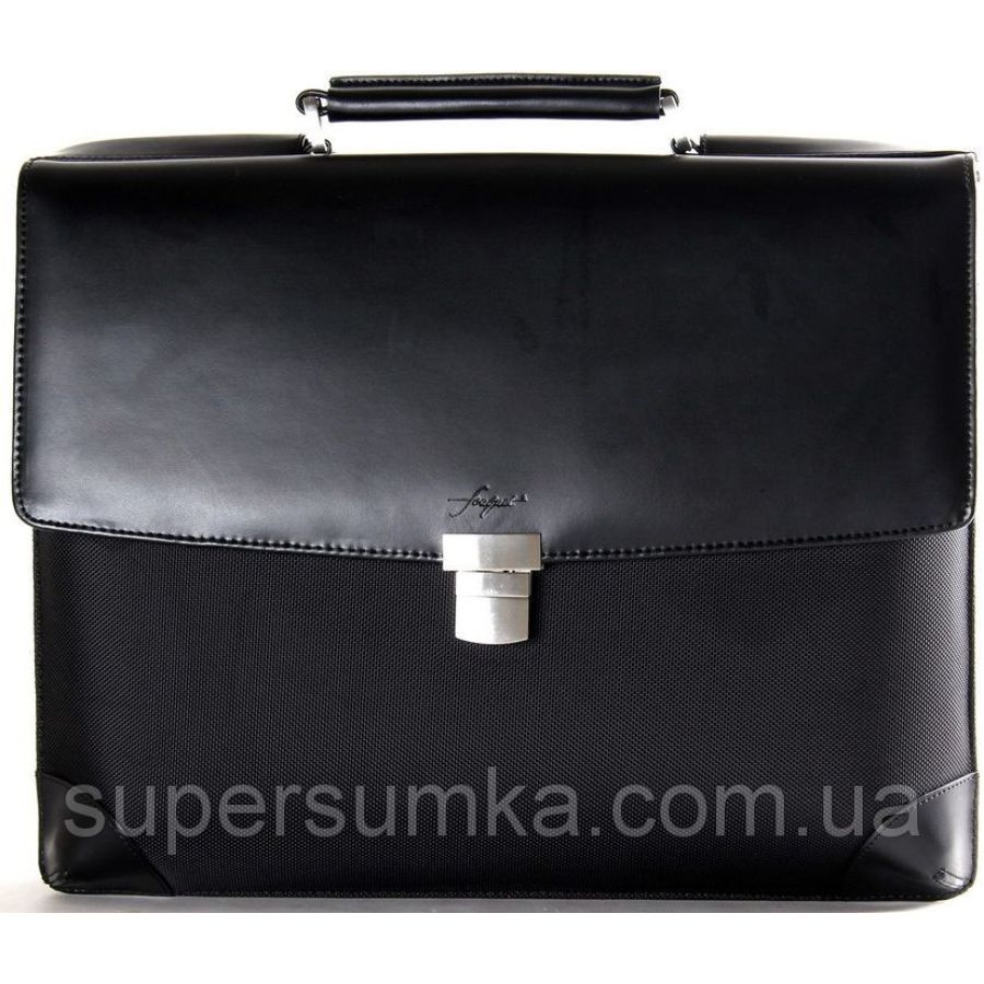Деловой портфель из кожи и нейлона Fouquet NBC-1002M черный