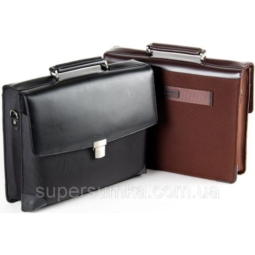 Деловой портфель из кожи и нейлона Fouquet NBC-1002M черный