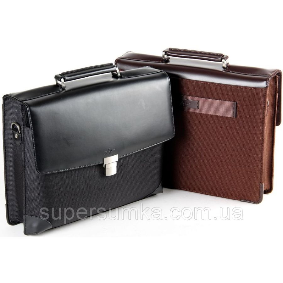 Деловой портфель из кожи и нейлона Fouquet NBC-1002M черный