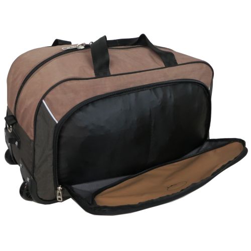 Сумка дорожная на колесах 57L Wallaby хаки с коричневым
