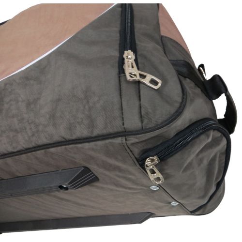 Сумка дорожная на колесах 57L Wallaby хаки с коричневым