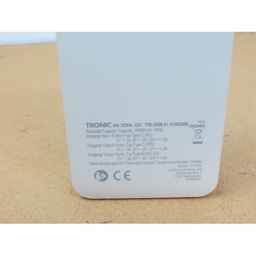 Повербанк Tronic, Германия 20000мА с быстрой зарядкой белый