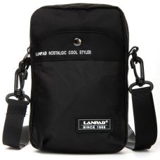 Небольшая мужская сумка через плечо Lanpad Черная