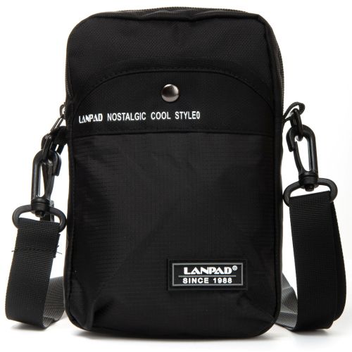 Небольшая мужская сумка через плечо Lanpad черная