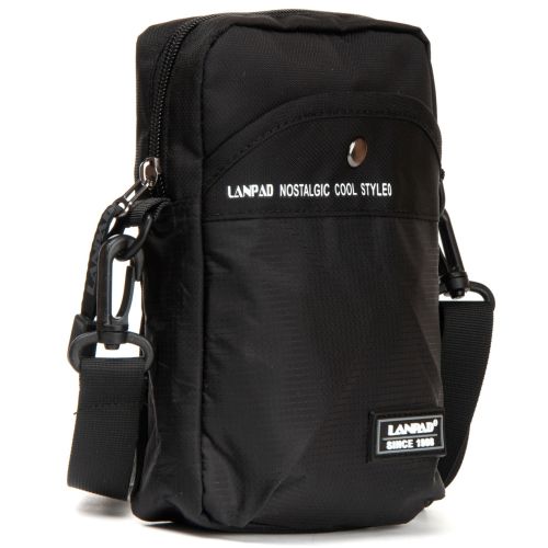 Небольшая мужская сумка через плечо Lanpad черная