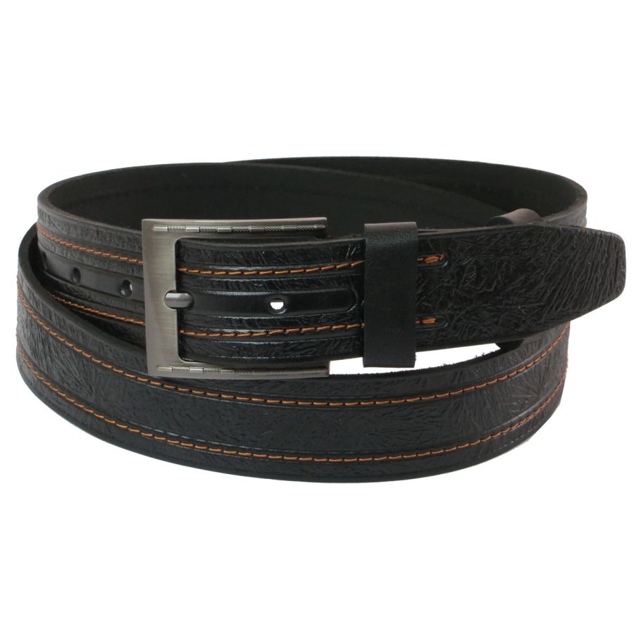 Мужской ремень Skipper 1013-38 под джинсы натуральная кожа 3,8 см Черный