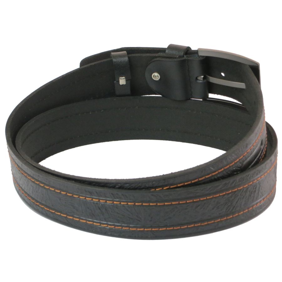 Мужской ремень Skipper 1013-38 под джинсы натуральная кожа 3,8 см Черный