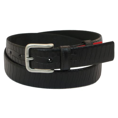 Мужской кожаный ремень под брюки Skipper 1040-35 черный 3,5 см