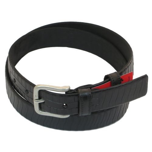 Мужской кожаный ремень под брюки Skipper 1040-35 черный 3,5 см