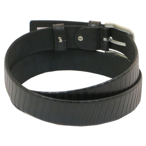 Мужской кожаный ремень под брюки Skipper 1040-35 черный 3,5 см