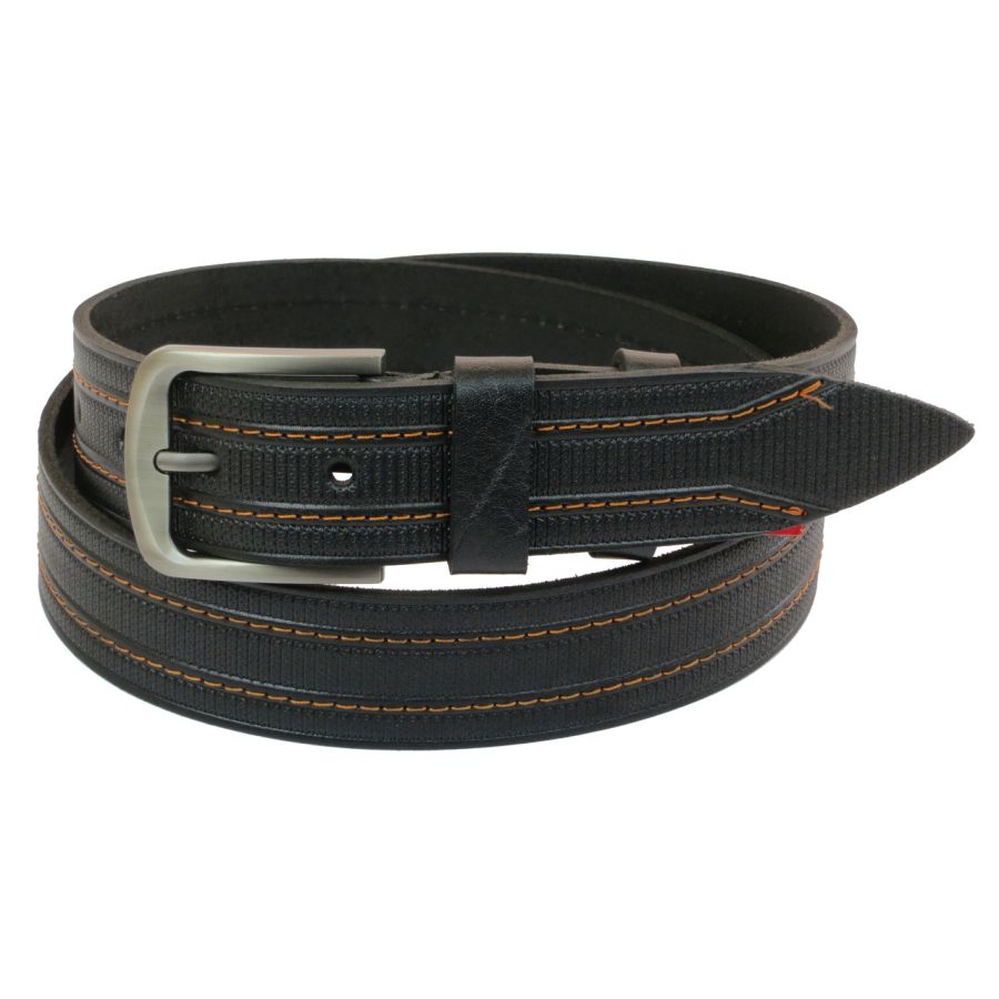 Мужской ремень Skipper 1016-38 под джинсы натуральная кожа 3,8 см Черный
