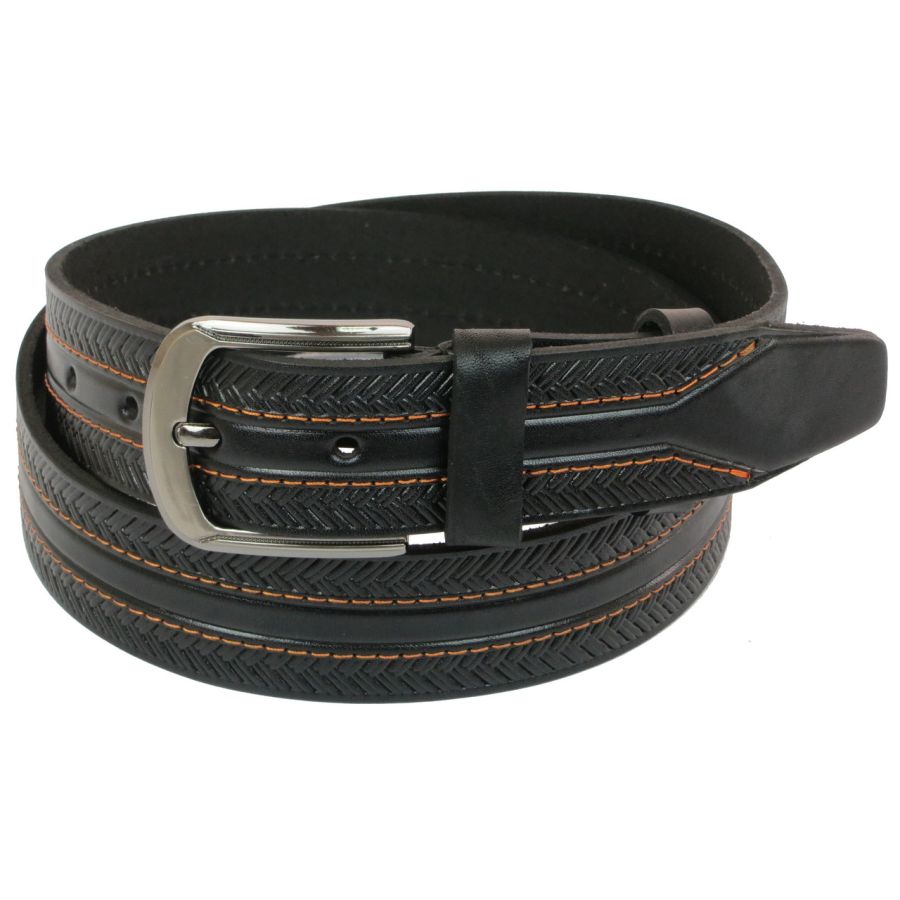 Мужской ремень Skipper 1056-40 под джинсы натуральная кожа 4 см Черный