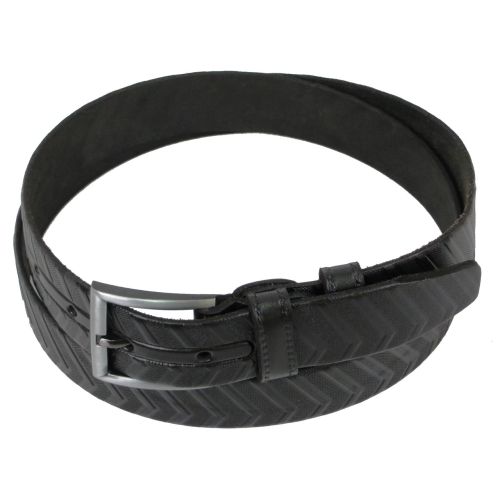 Мужской кожаный ремень под брюки Skipper  черный 3,5 см