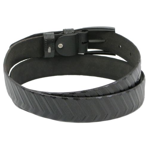 Мужской кожаный ремень под брюки Skipper  черный 3,5 см