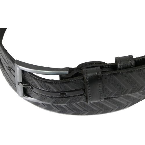 Мужской кожаный ремень под брюки Skipper  черный 3,5 см