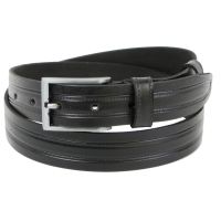 Мужской кожаный ремень под брюки Skipper  черный 3,3 см