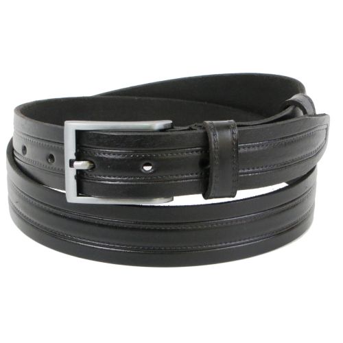 Мужской кожаный ремень под брюки Skipper  черный 3,3 см