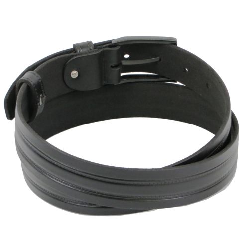 Мужской кожаный ремень под брюки Skipper  черный 3,3 см