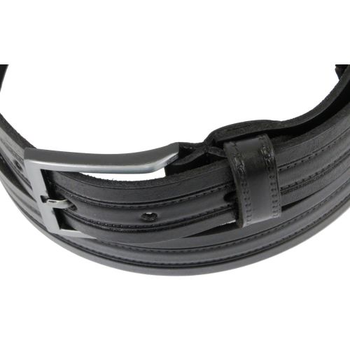 Мужской кожаный ремень под брюки Skipper  черный 3,3 см