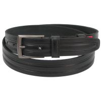 Мужской кожаный ремень под брюки Skipper  черный (1284-35)