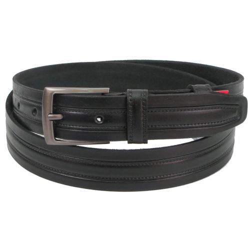 Мужской кожаный ремень под брюки Skipper  черный (1284-35)