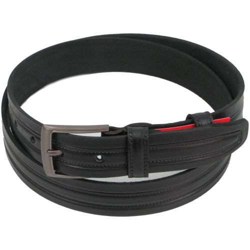 Мужской кожаный ремень под брюки Skipper  черный (1284-35)