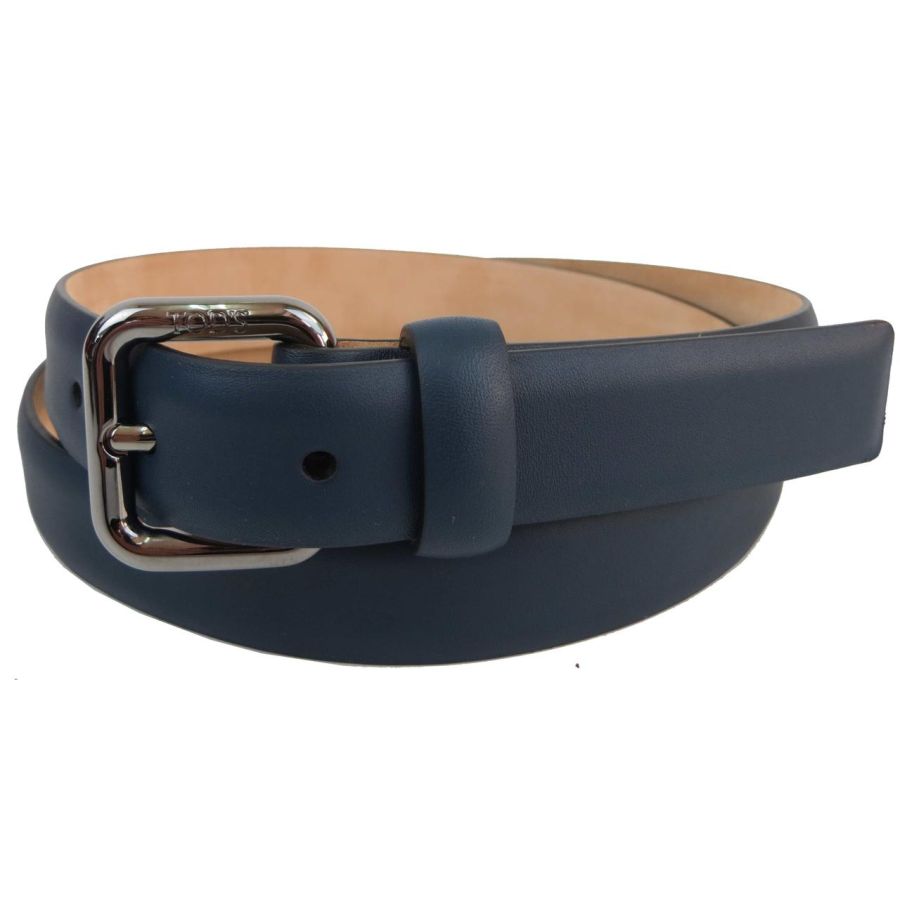 Ремень женский Tod's 85-106 см 2.5 см кожа Синий