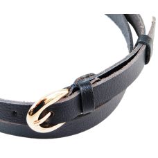 Ремень женский кожаный Skipper темно синий 2 см