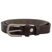 Женский ремень, пояс из кожи Skipper темно коричневый 2 см