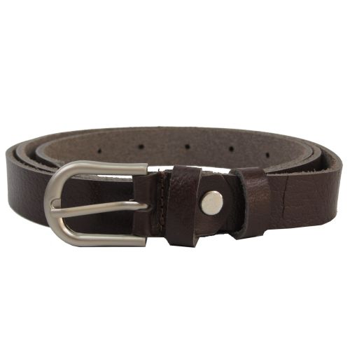 Женский ремень, пояс из кожи Skipper темно коричневый 2 см